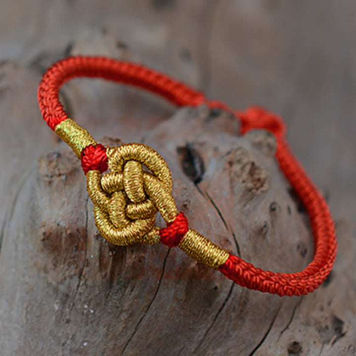 Buddha Stones Handmade Simple Design Chinese Knotting Luck Strength Braid String Bracelet - image 2
