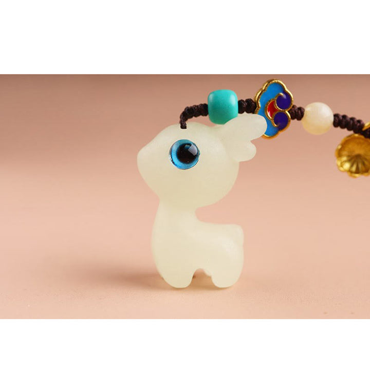 Buddha Stones Mini Cute Deer Glowstone Luminous Lucky Deer Energy Key Chain Phone Car Hanging Decoration - image 3
