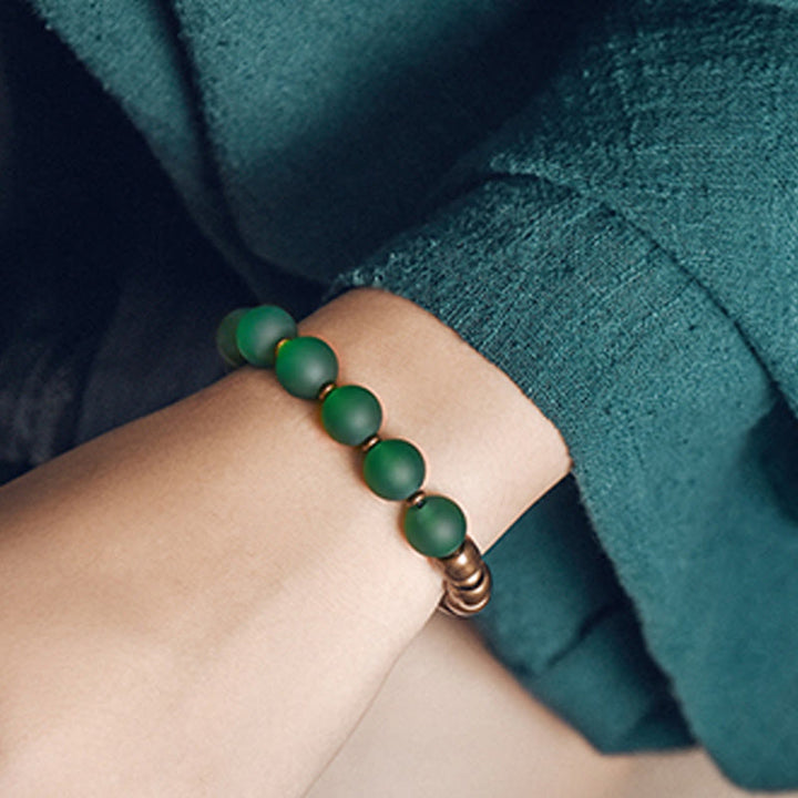Buddha Stones Tibetan Red Agate Green Agate Copper Confidence Fortune Bracelet - image 8