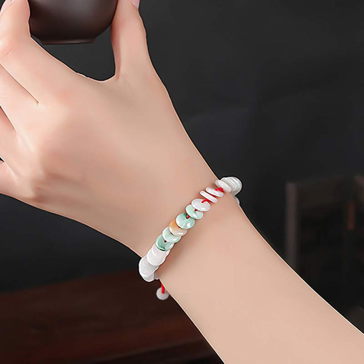 Buddha Stones Round Jade Lucky Red String Weave Bracelet - image 4