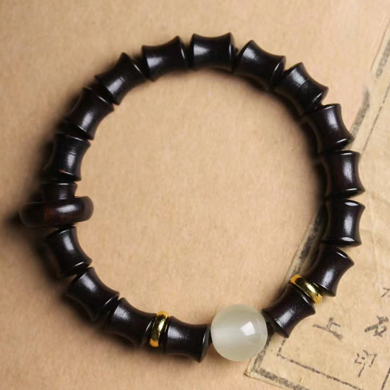Buddha Stones Ebony Green Sandalwood Black Rosewood Bamboo Peace Bracelet - Ebony - image 0
