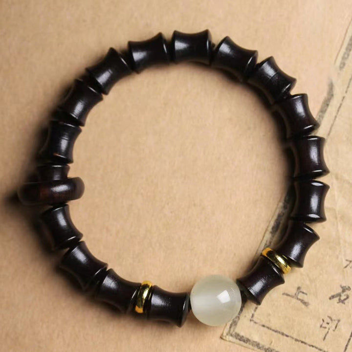 Buddha Stones Ebony Green Sandalwood Black Rosewood Bamboo Peace Bracelet - Ebony - image 0