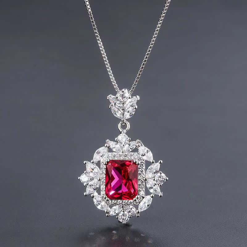 Buddha Stones Emerald Crystal Red Corundum Confidence Courage Ring Earrings Necklace Pendant - Red - Necklace - image 9