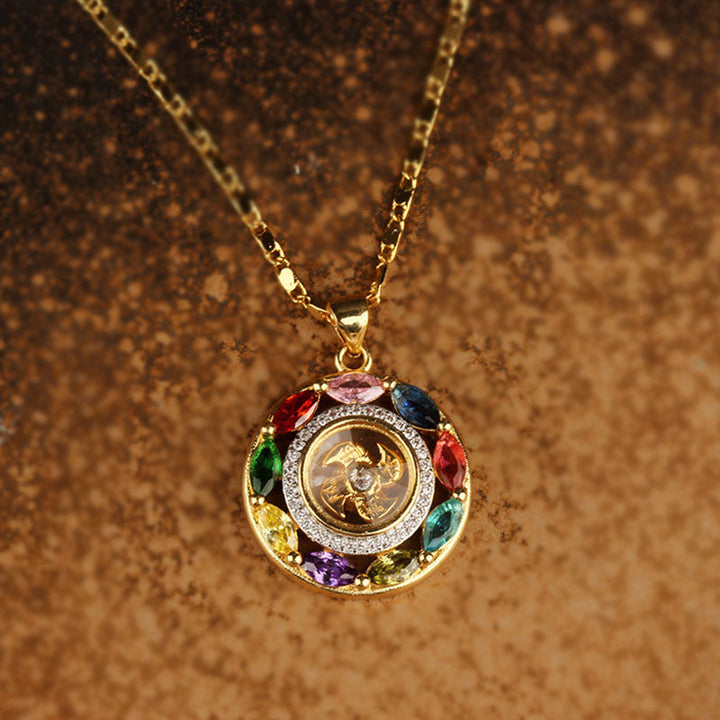 Buddha Stones Colorful Zircon Copper Wealth Luck Rotation Bracelet Necklace Pendant - image 3