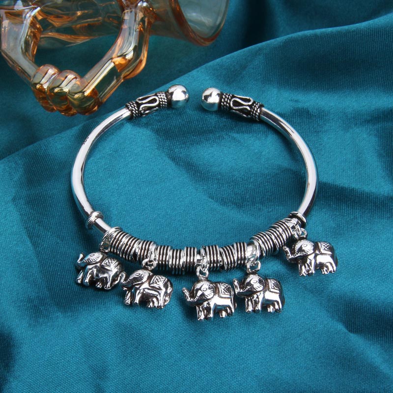 Buddha Stones 925 Sterling Silver Elephant Strength Bracelet Bangle - image 7