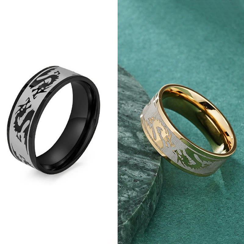 Buddha Stones Dragon Carved Protection Strength Titanium Steel Ring - image 8