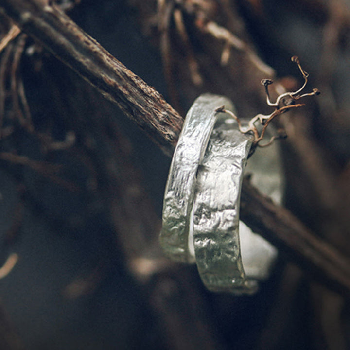 Buddha Stones 925 Sterling Silver Simple Design Blessing Couple Ring - image 10