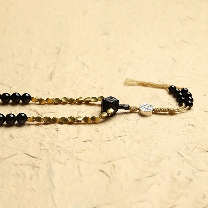 Buddha Stones Tibetan 108 Mala Beads Black Onyx Three-eyed Dzi Beads Protection Bracelet - image 7