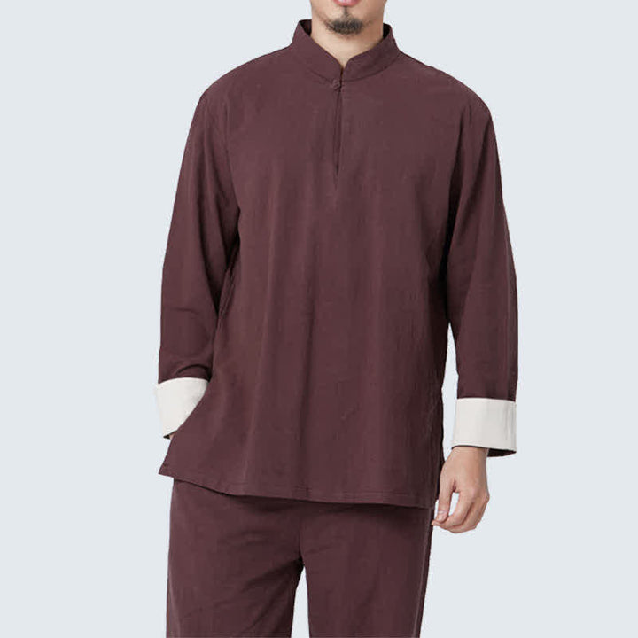 Buddha Stones Spiritual Zen Meditation Yoga Prayer Practice Cotton Linen Clothing Men's Set - Brown - US/UK/AU44，EU54 (3XL) - image 18