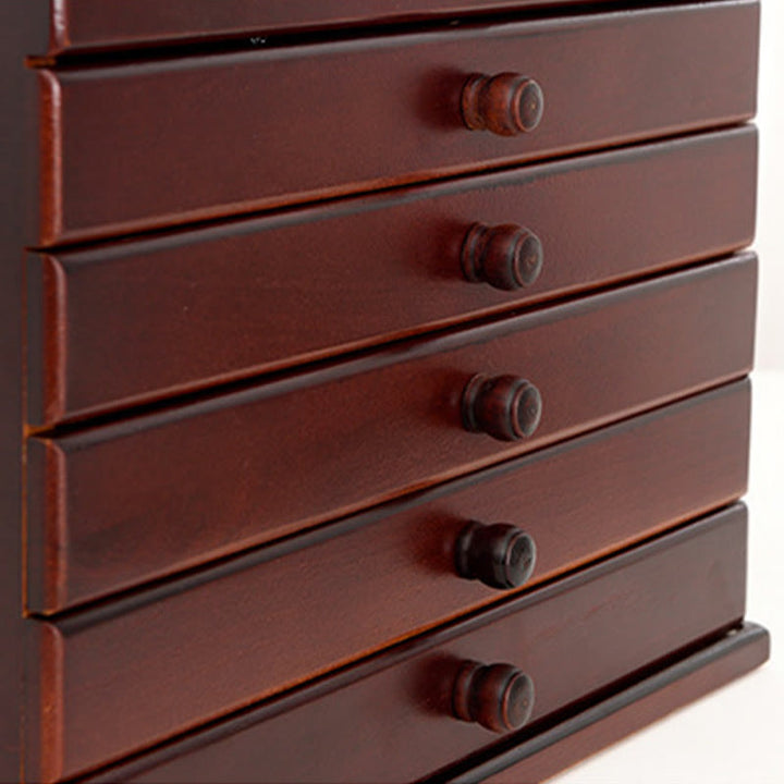 Buddha Stones Vintage Plum Blossom Carved Wooden Jewelry Box Six-Layer Jewelry Storage Box - image 5
