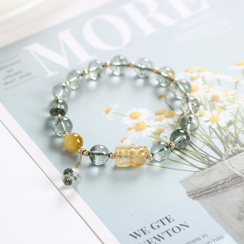 Buddha Stones Green Phantom Citrine PiXiu Confidence Bracelet - Green Phantom&Citrine - image 0