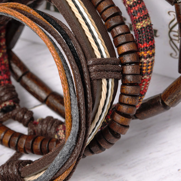 Buddha Stones Wrap Hemp Cords Wood Beads Leather Bracelet - image 2