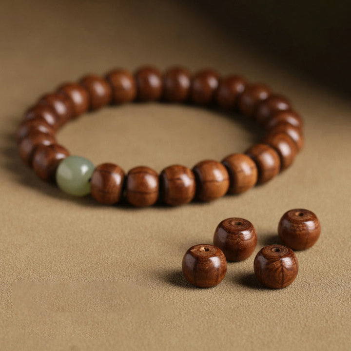 Buddha Stones Natural Abelia Biflora Wood Hetian Jade Bamboo Bead Warding Off Evil Spirits Bracelet - image 10