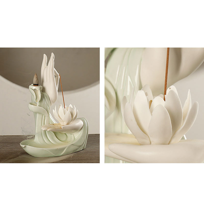 Buddha StonesTibetan Lotus Blessing Incense Burner Decoration - image 9