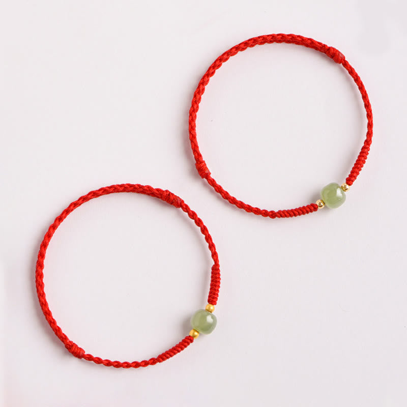Buddha Stones Handmade Jade Lucky Bead Prosperity Braided Bracelet - image 4