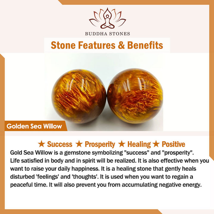 Buddha Stones Golden Sea Willow Success Positive Bracelet Mala - image 17
