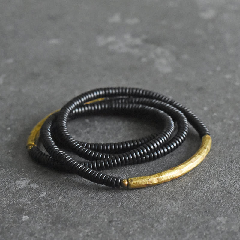 Buddha Stones Ebony Wood Copper Balance Multilayered Bracelet - image 4