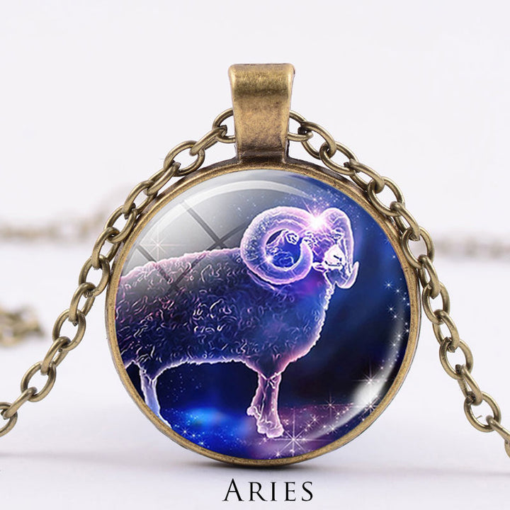 12 Constellations of the Zodiac Moon Starry Sky Protection Blessing Necklace Pendant - image 37