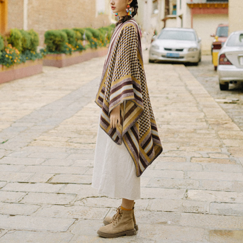 Buddha Stones Tibetan Shawl Classic Pattern Winter Cozy Warm Travel Scarf Wrap - image 16