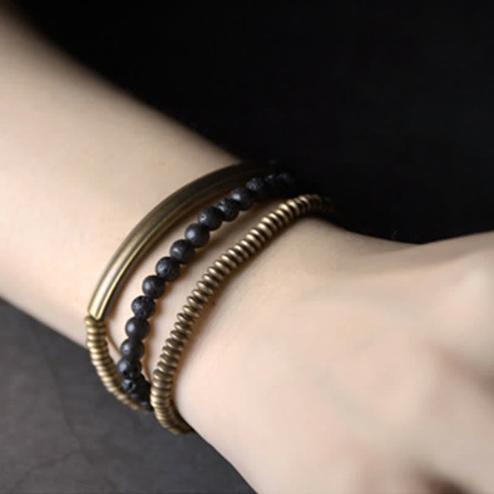 Buddha Stones Vintage Lava Rock Copper Support Bracelet - image 3