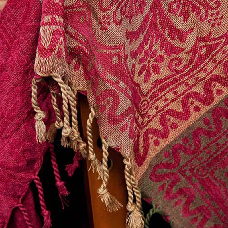 Buddha Stones Tibetan Floral Pattern Hand-Dyed Craftsman Blanket - image 4