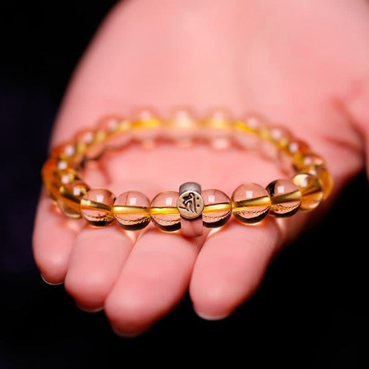Buddha Stones 925 Sterling Silver Chinese Zodiac Natal Buddha Citrine Protection Bracelet - image 6