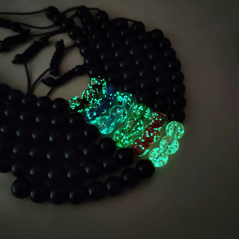 Buddha Stones Black Obsidian Luminous Glowstone Strength Bracelet - image 2
