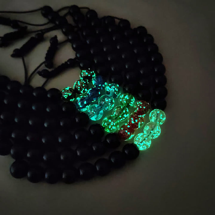 Buddha Stones Black Obsidian Luminous Glowstone Strength Bracelet - image 2