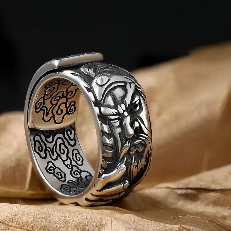 Buddha Stones Guan Gong Auspicious Clouds Amulet Wealth Ring - Guan Gong(Justice♥Wealth) - image 0