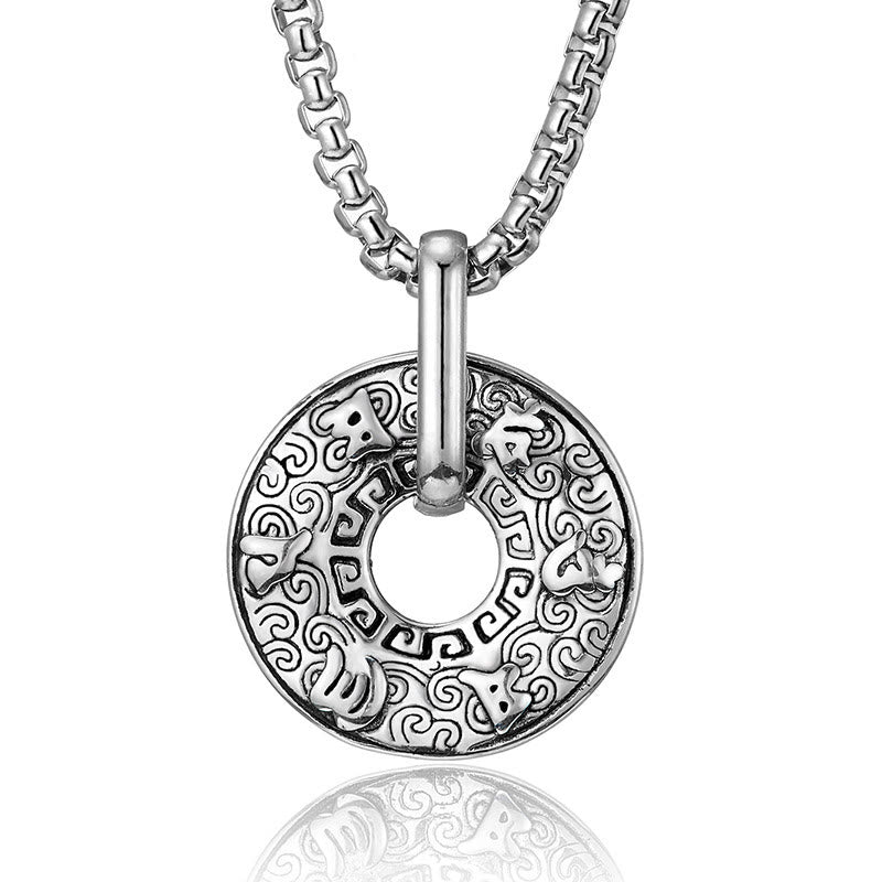 Buddha Stones Tibetan Om Mani Padme Hum Peace Buckle Creativity Necklace Pendant - Silver Om Mani Padme Hum - image 8
