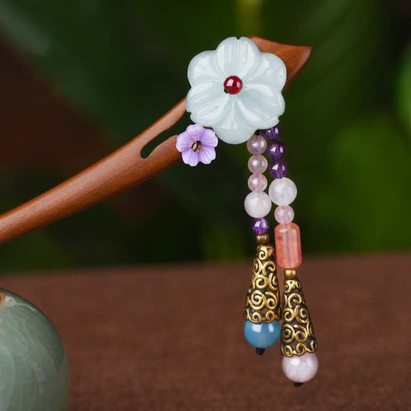 Red Sandalwood Amethyst Aventurine Protection Hairpin Decoration - image 5