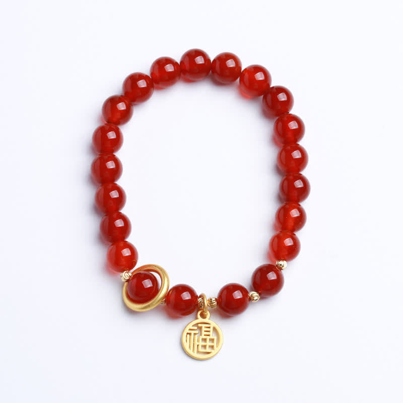 Buddha Stones Natural Red Agate Blessing Letter Confidence Bracelet - image 9