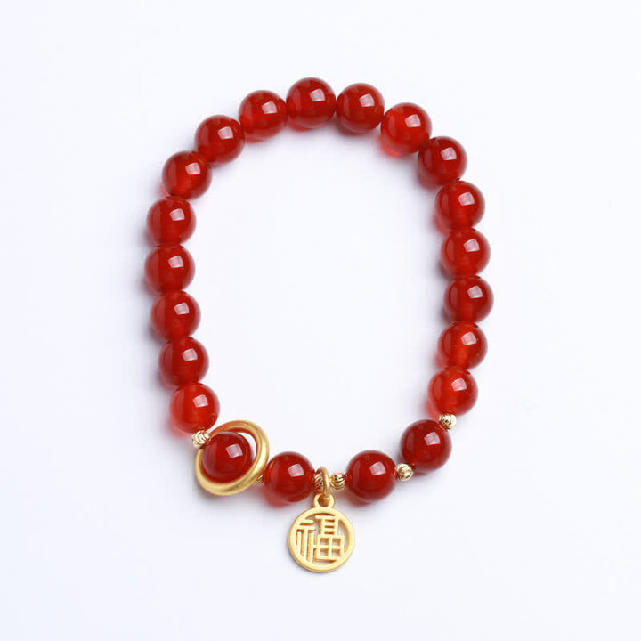 Buddha Stones Natural Red Agate Blessing Letter Confidence Bracelet - image 9