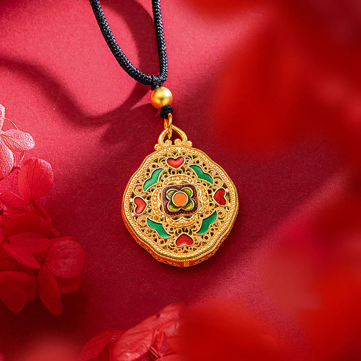 Buddha Stones Flower Love Heart Copper Wealth Necklace Pendant - image 4