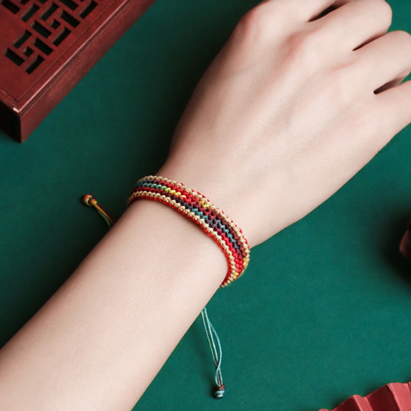 Buddha Stones Tibet Handmade Rainbow Multicolored Protection Braided String Bracelet - image 10