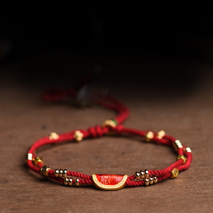 Buddha Stones Handmade Cinnabar Dumplings Design Luck Braided Red Rope Bracelet - image 9