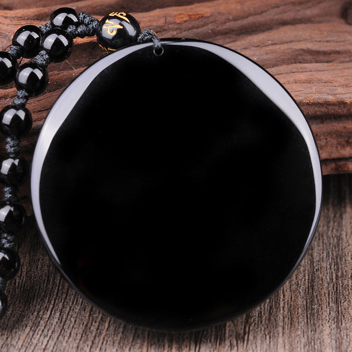 Buddha Stones Bagua Dragon Phoenix Obsidian Fulfilment Pendant Necklace - image 3