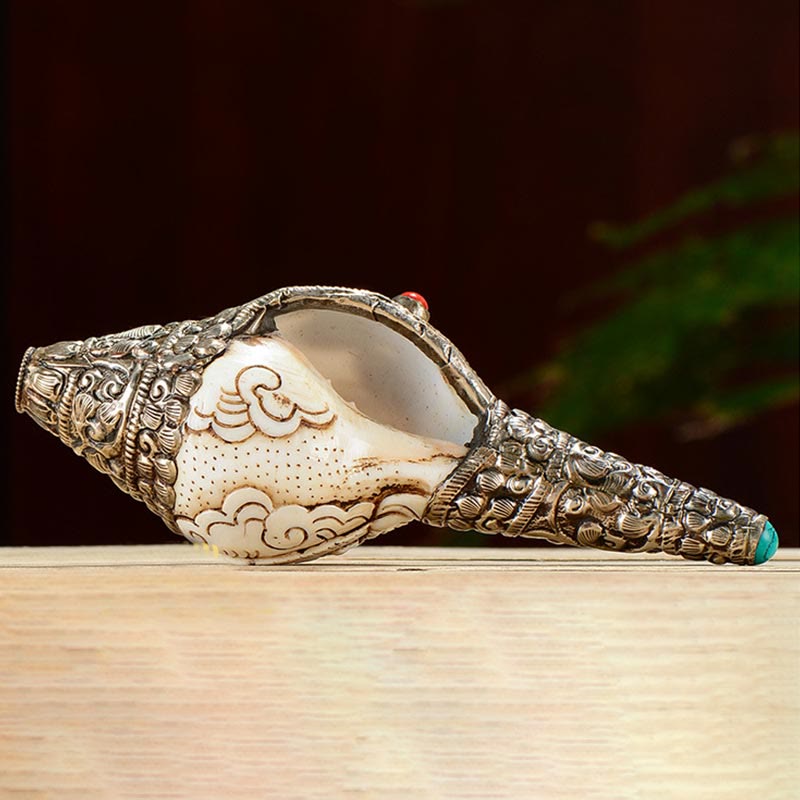 Tibetan Handmade Engraved Shankha Buddha Conch Shell Wealth Positive Decoration - image 3