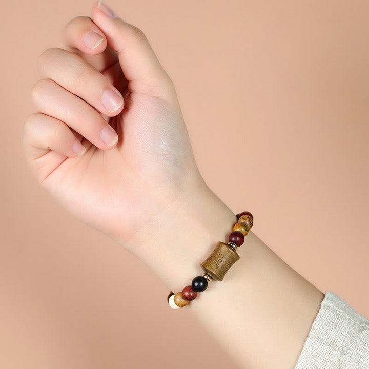 Buddha Stones Tibet Multicolored Sandalwood Om Mani Padme Hum Protection Bracelet - image 4