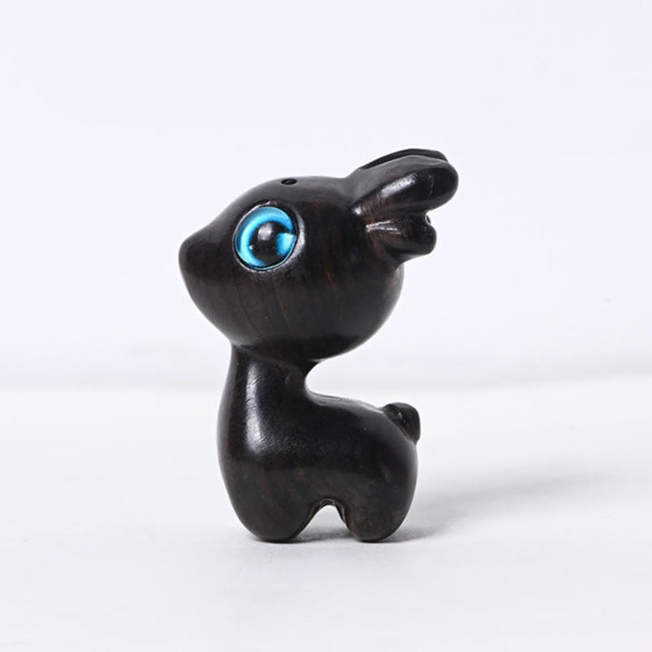 Buddha Stones Small Leaf Red Sandalwood Ebony Wood Sandalwood Green Sandalwood Lucky Mini Deer Protection Decoration - Ebony Wood Deer 3.6*2.5*2cm - image 9
