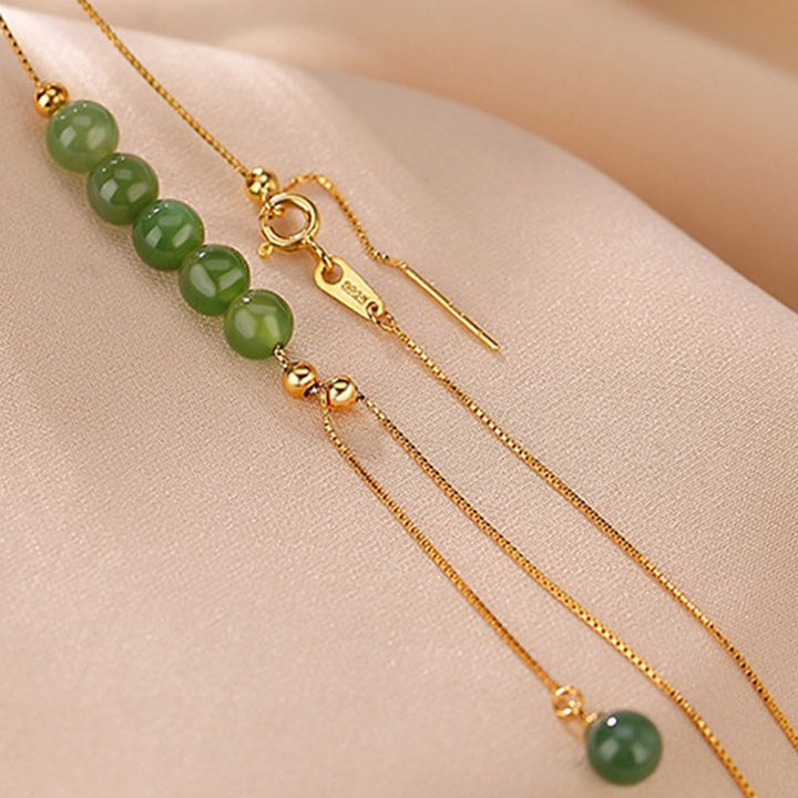 Buddha Stones 925 Sterling Silver Cyan Jade Beads Healing Necklace Pendant - image 9