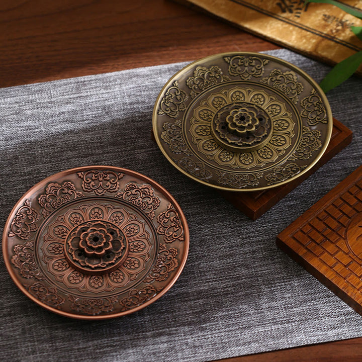 Buddha Stones Lotus Dragon Phoenix Eight Auspicious Symbols Zinc Alloy Incense Stick Holder Healing Incense Burner Decoration - image 5