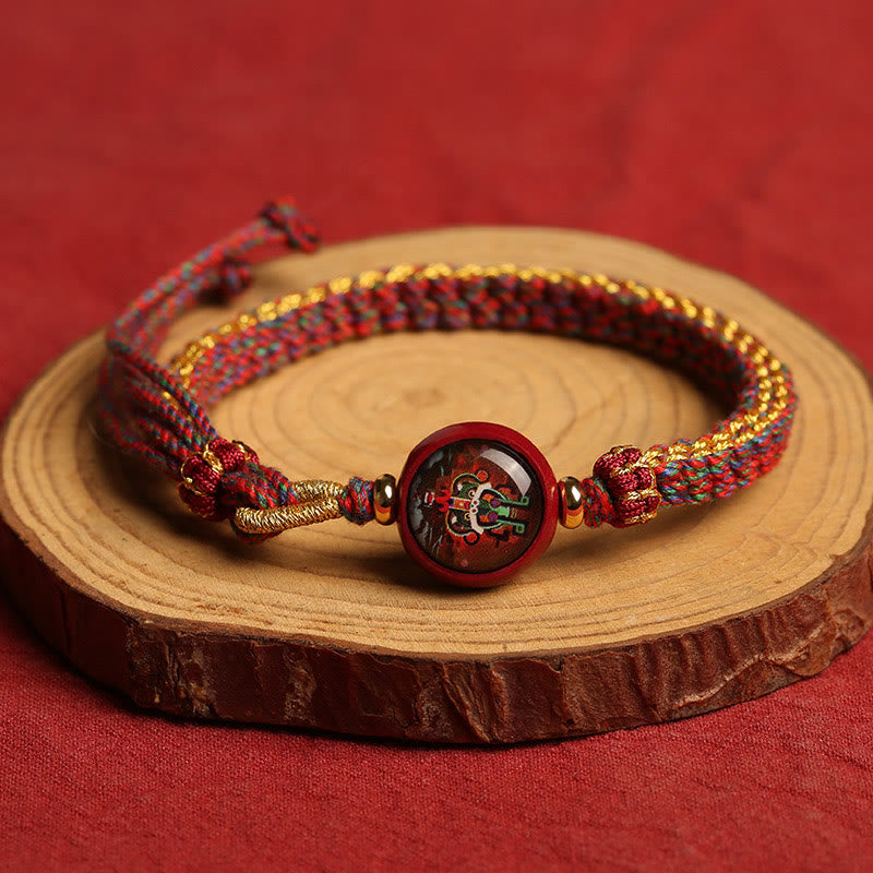 Buddha Stones Colorful Rope Cinnabar Thangka Blessing Braided Bracelet - image 1