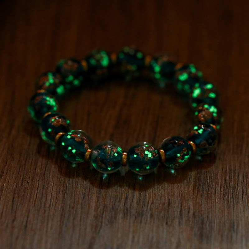 Buddha Stones Gold Swallowing Beast Family Charm Luminous Fluorescent Liuli Glass Bead Success Bracelet - image 15