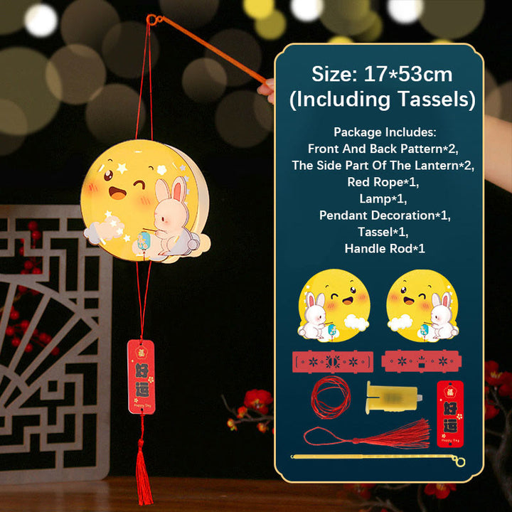 Buddha Stones DIY Good Luck Cute Rabbit Paper Lantern Lamp Mid-Autumn Festival Lantern Decoration - Lucky Moon Lantern - image 5