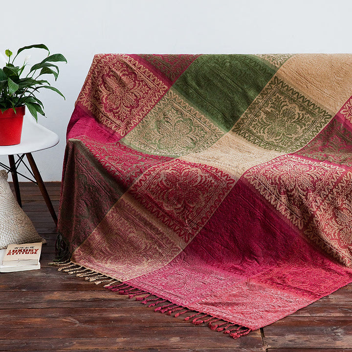 Buddha Stones Tibetan Multicolored Flower Pattern Hand-Dyed Blanket - image 2