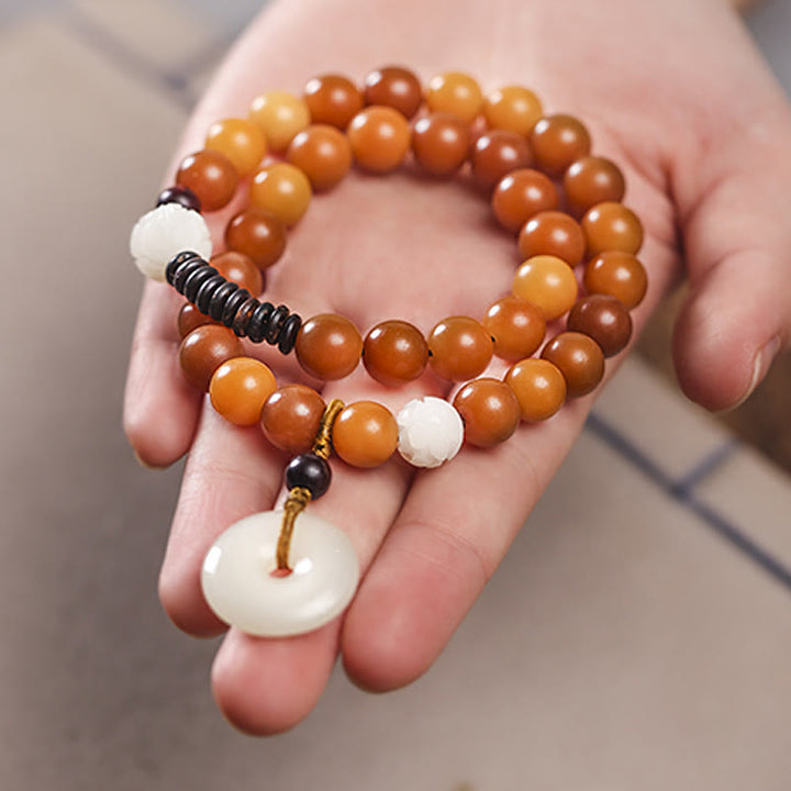 Buddha Stones Cyan Bodhi Seed Lotus Jade Peace Buckle Wisdom Double Wrap Bracelet - image 16