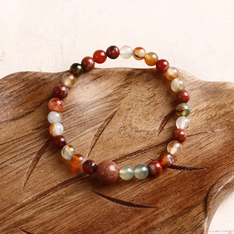 Buddha Stones Natural Stone Sea Sediment Jasper Agate Protection Bracelet - Sea Sediment Jasper Red Beads - image 4