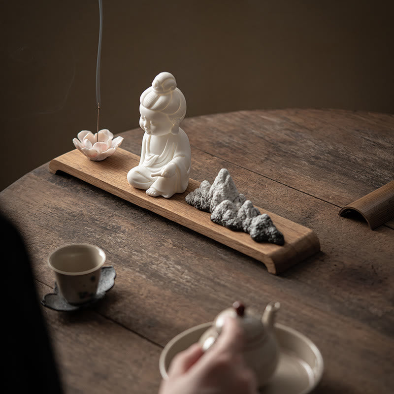 Buddha Stones Lotus Flower Tathagata Kwan Yin Avalokitesvara Ksitigarbha Meditation Ceramic Stick Incense Burner Decoration - image 7