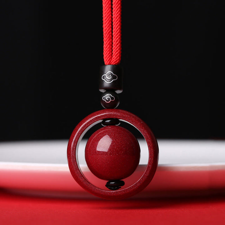 Buddha Stones Cinnabar Om Mani Padme Hum PiXiu Blessing Lucky Bead Necklace Pendant - Auspicious Clouds - Red Rope - image 21
